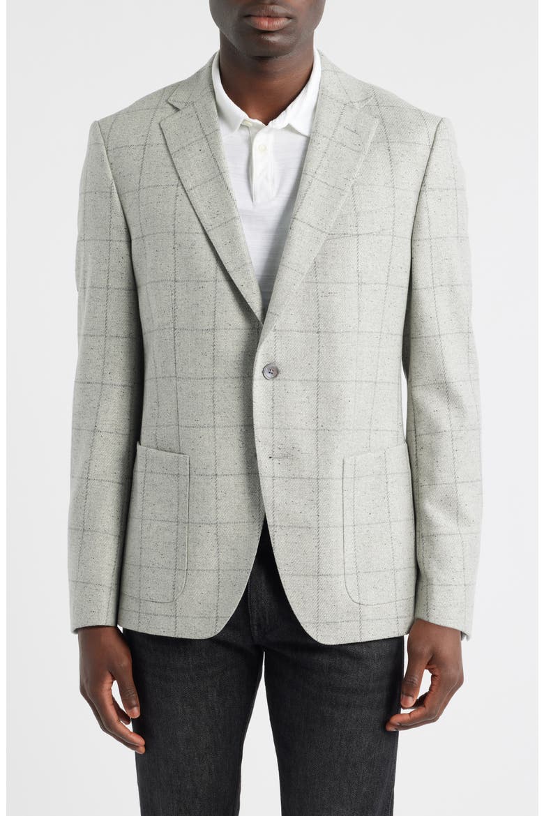 Hutson Slim Fit Windowpane Wool Blend Sport Coat, Main, color, OPEN GREY