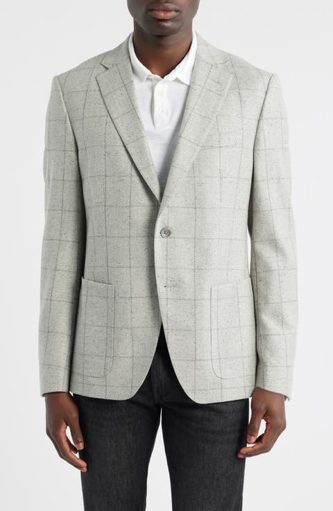 Hutson Slim Fit Windowpane Wool Blend Sport Coat