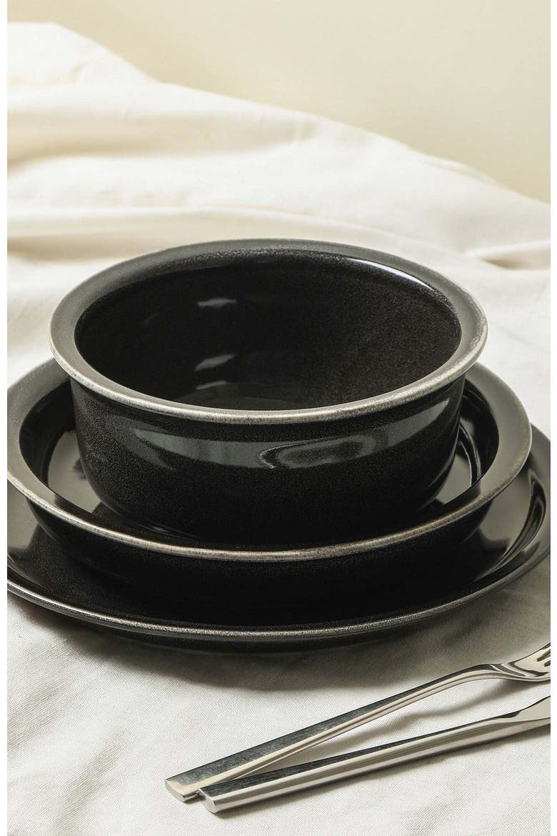 Slate Stoneware 12-Piece Dinnerware Set, Alternate, color, Black