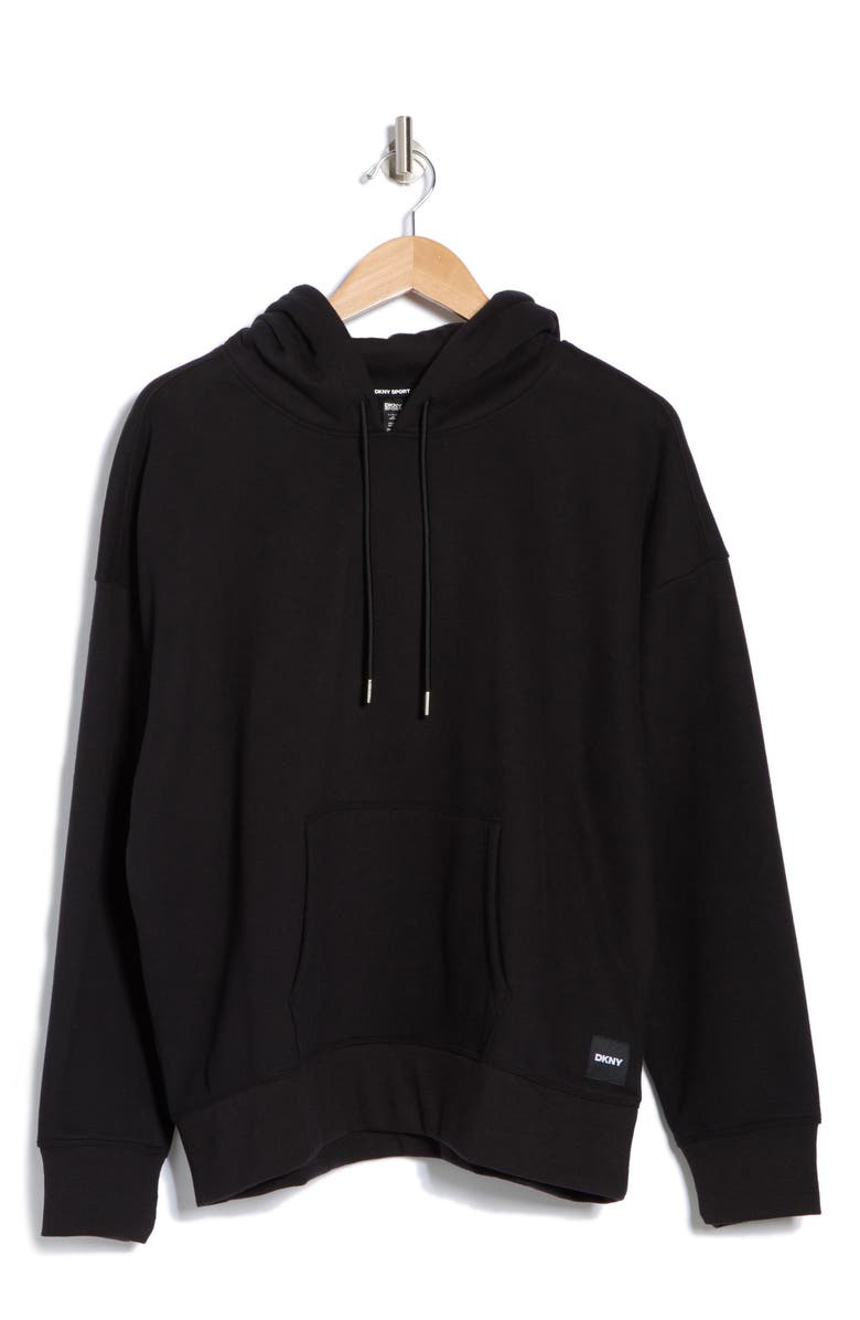 DKNY Logo Patch Fleece Hoodie, Alternate, color, 