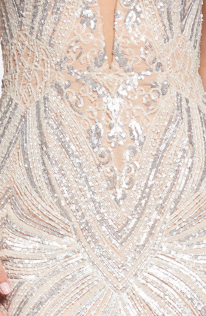 Dress the Population Mara Art Deco Sequin Trumpet Gown, Alternate, color,