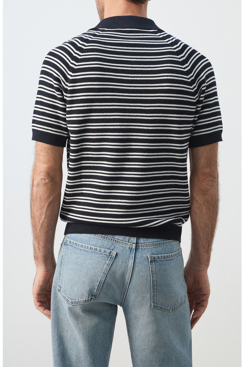 Stripe Knit Polo, Alternate, color, NAVY