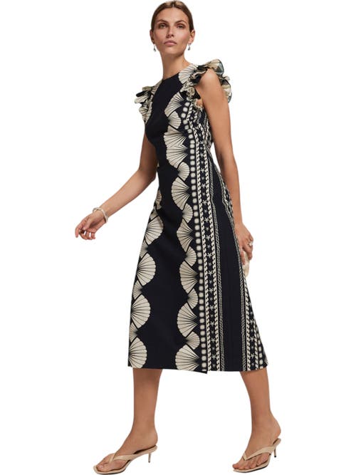 MINT VELVET MINT VELVET SHELL PRINT COLUMN MIDI DRESS 