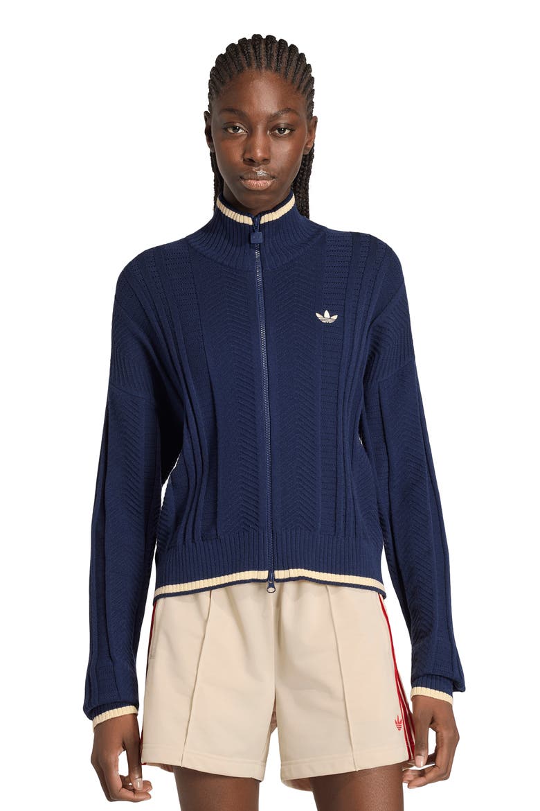 Herringbone Zip Cardigan, Alternate, color, NIGHT INDIGO