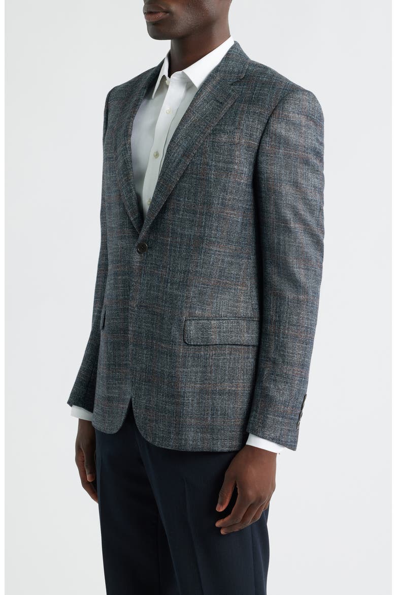 G-Line Charcoal Grey Mélange Slub Wool Blend Sport Coat, Alternate, color, CHARCOAL