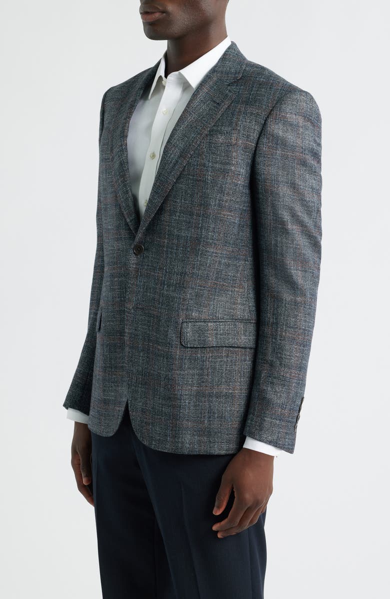 Emporio Armani G-Line Charcoal Grey Mélange Slub Wool Blend Sport Coat, Alternate, color, Charcoal