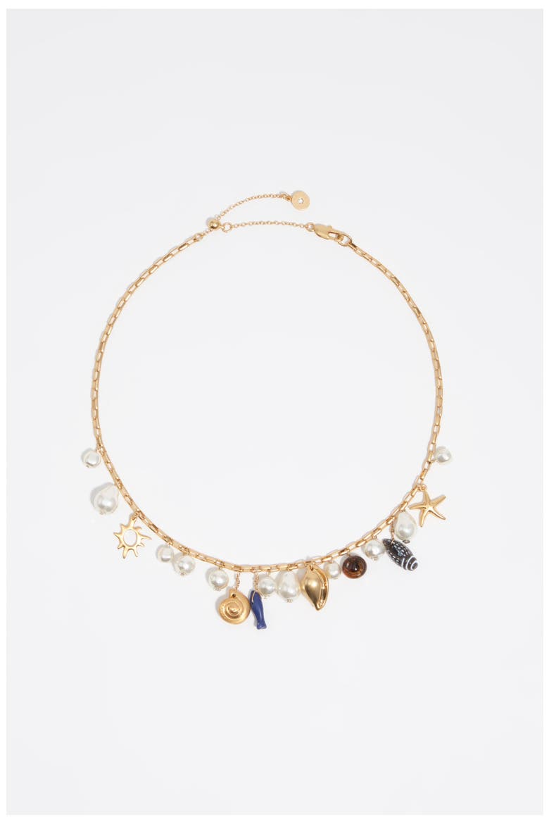 Necklace With Shells And Fish, Main, color, DARK BLUE