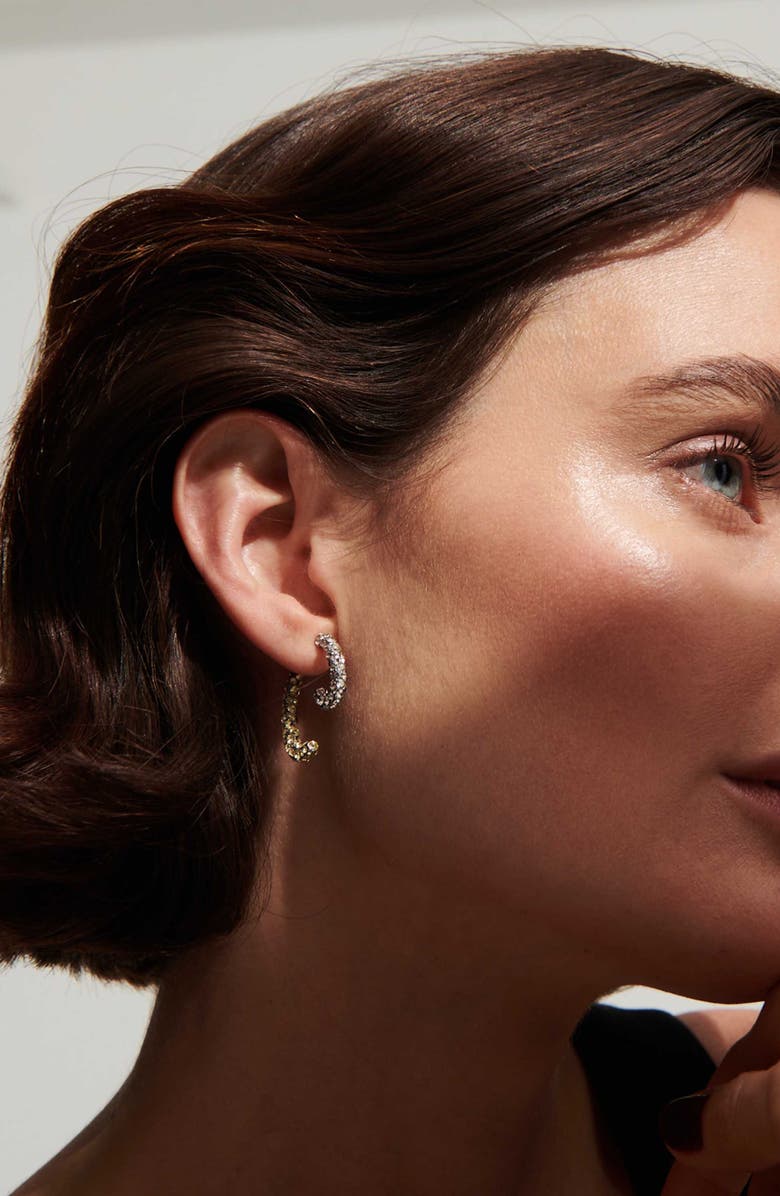 DEMARSON Mini Luna Pavé Front/Back Earrings, Alternate, color, Silver