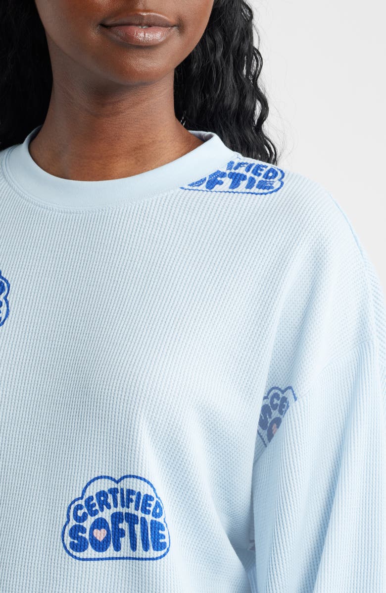 THE MAYFAIR GROUP Certified Softie Waffle Knit Fleece Graphic Sweatshirt, Alternate, color, Blue