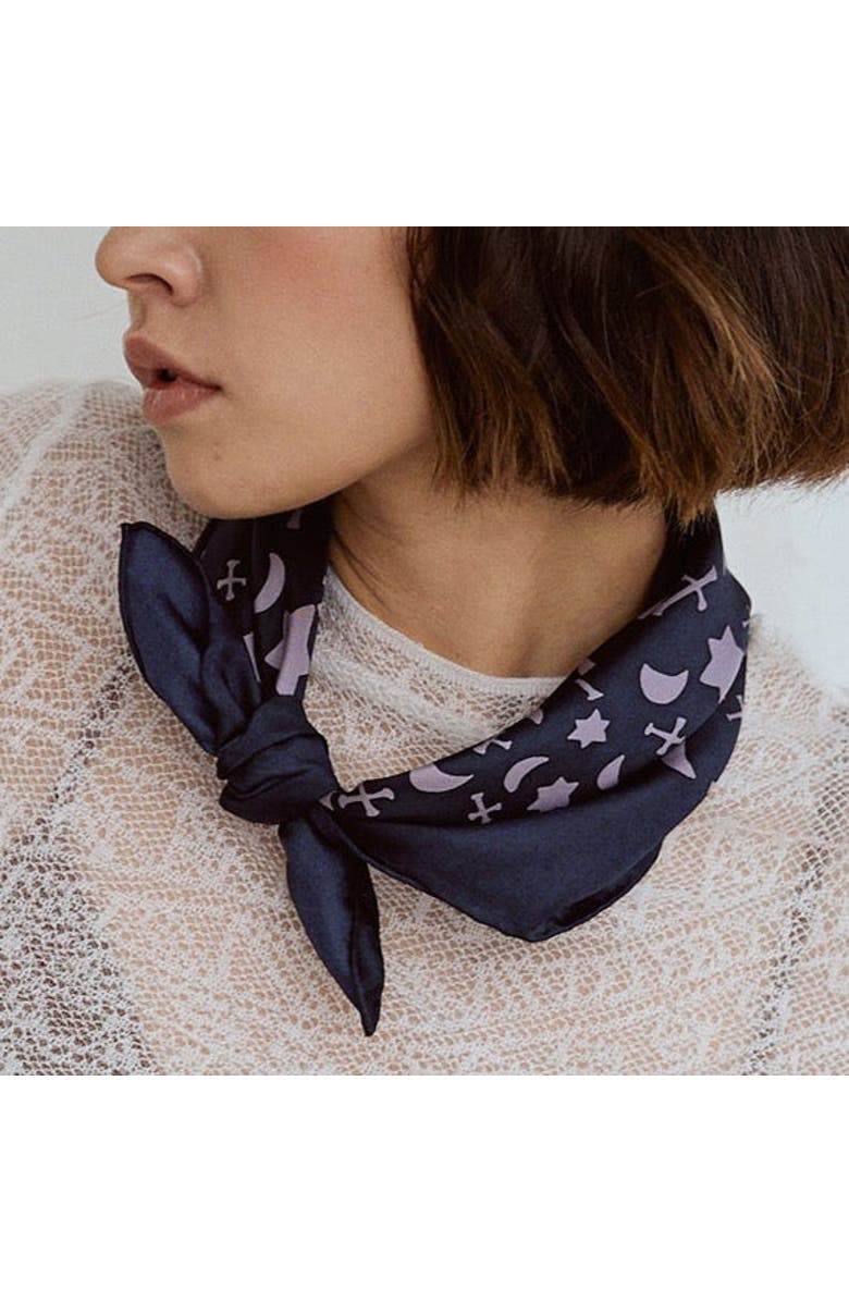 Lost Pattern NYC "Lexicon" Silk Bandana, Alternate, color, Blue