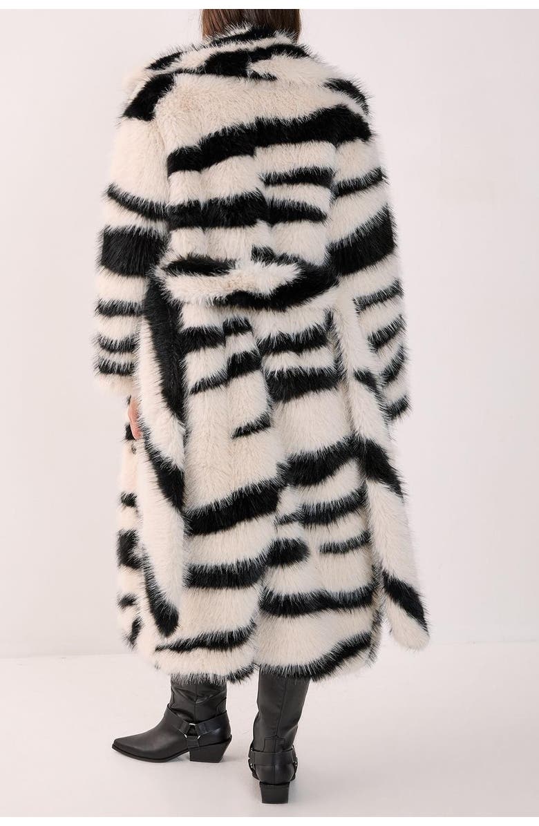 NASTY GAL Faux Fur Collared Longline Coat, Alternate, color, Mono