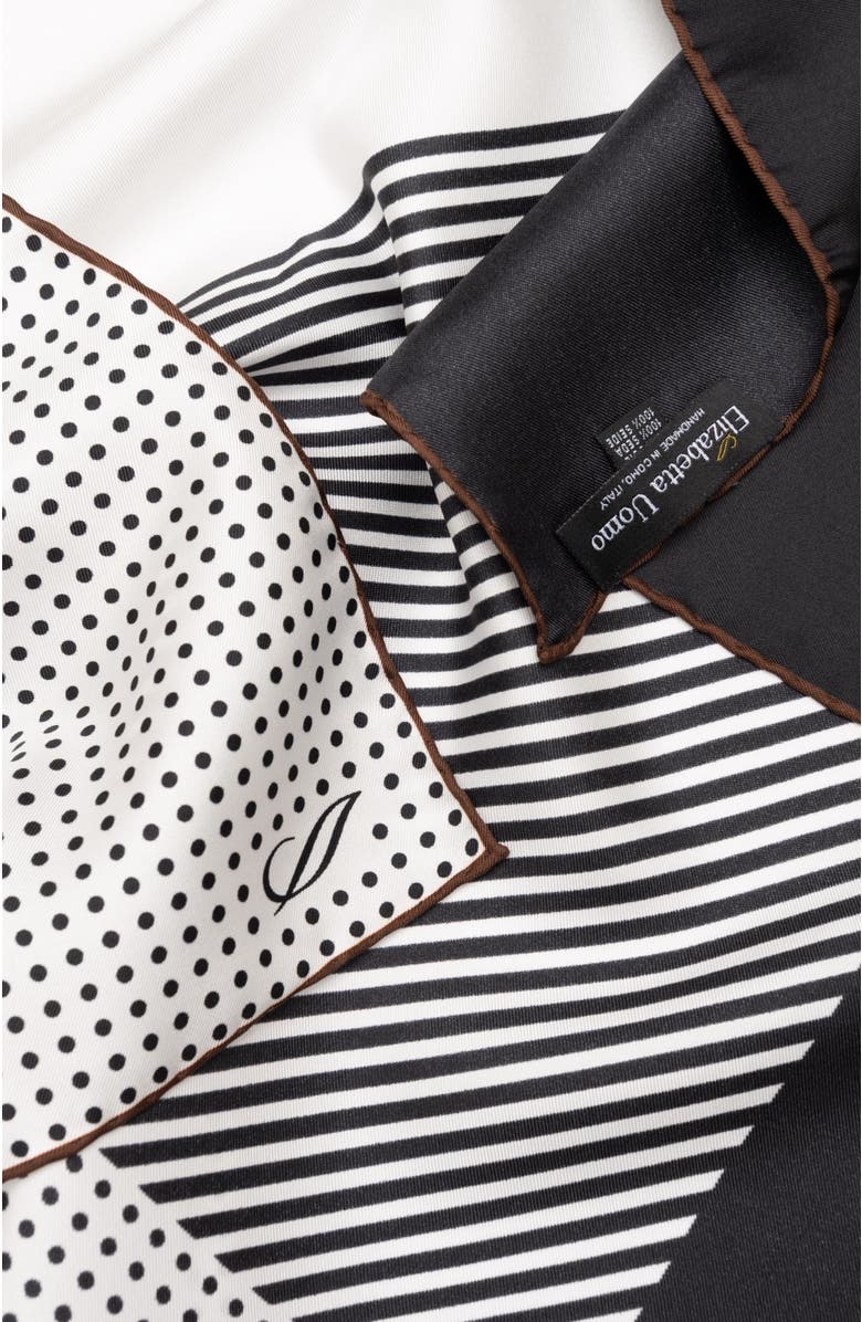 Elizabetta Santino - Hand Rolled Silk Neckerchief for Men, Alternate, color, Black And White
