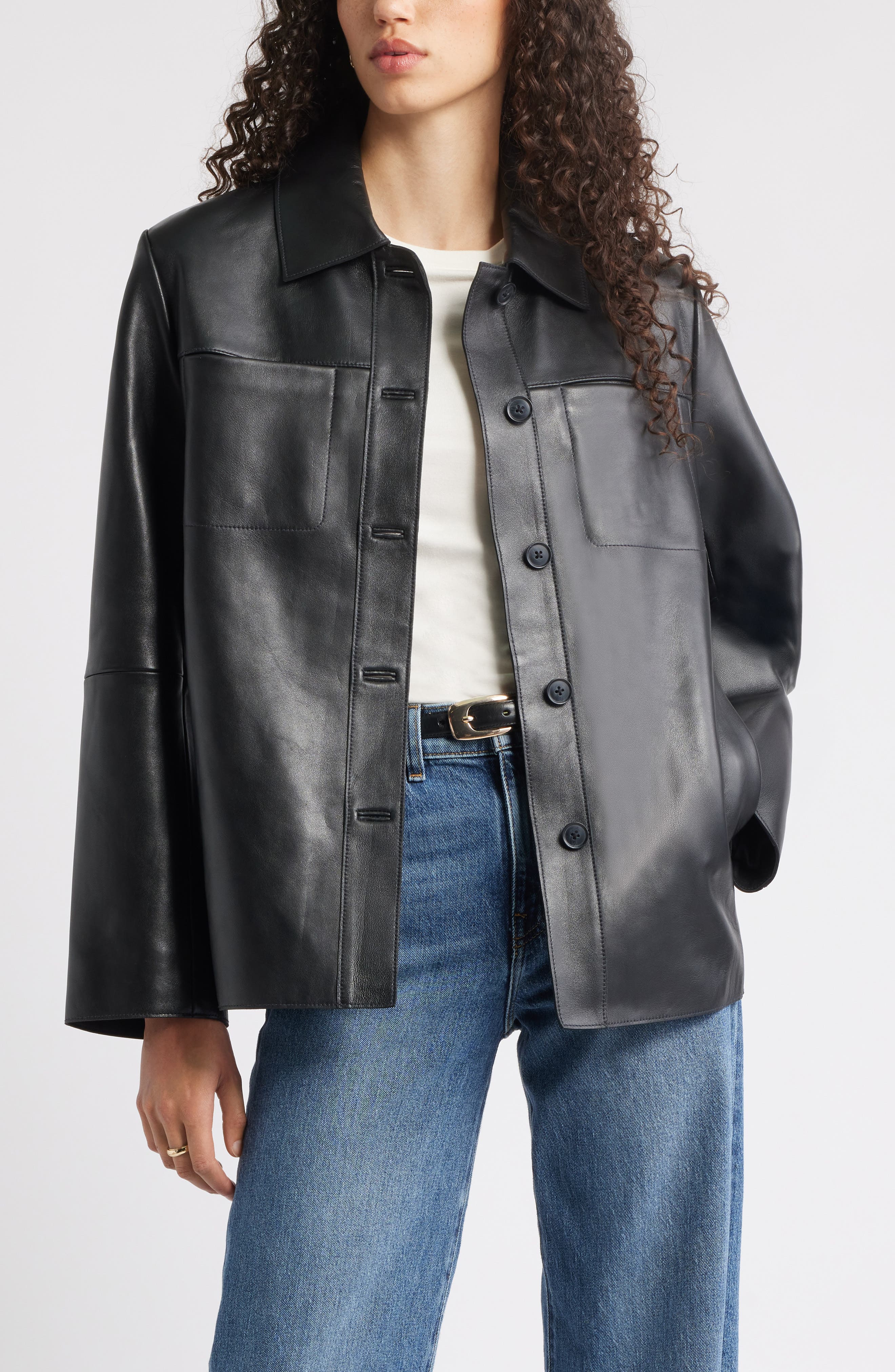 Nordstrom Leather Shirt Jacket