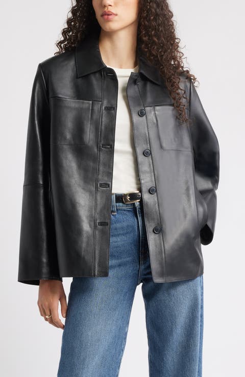 【CULLNI 24ss】Faux Leather Shirt Jacket Women's Shirt Jacket Leather & Faux Leather Jackets | Nordstrom