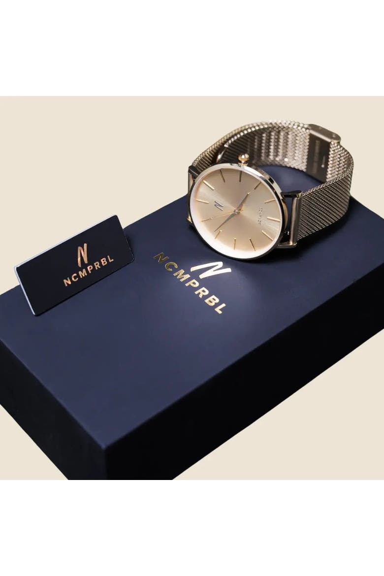 Advance Champagne Gold Mesh Strap Watch, 36MM, Alternate, color, Champagne Gold