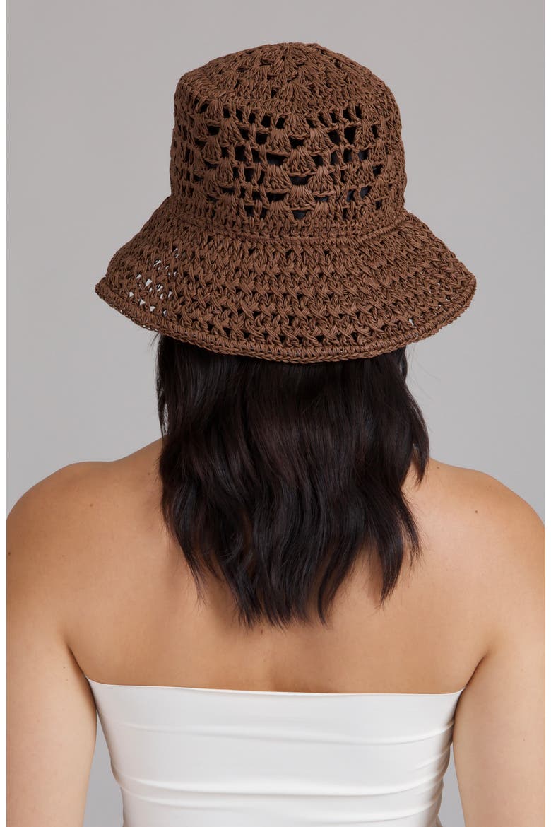 Jonah Crochet Straw Bucket Hat, Alternate, color, CHOCOLATE