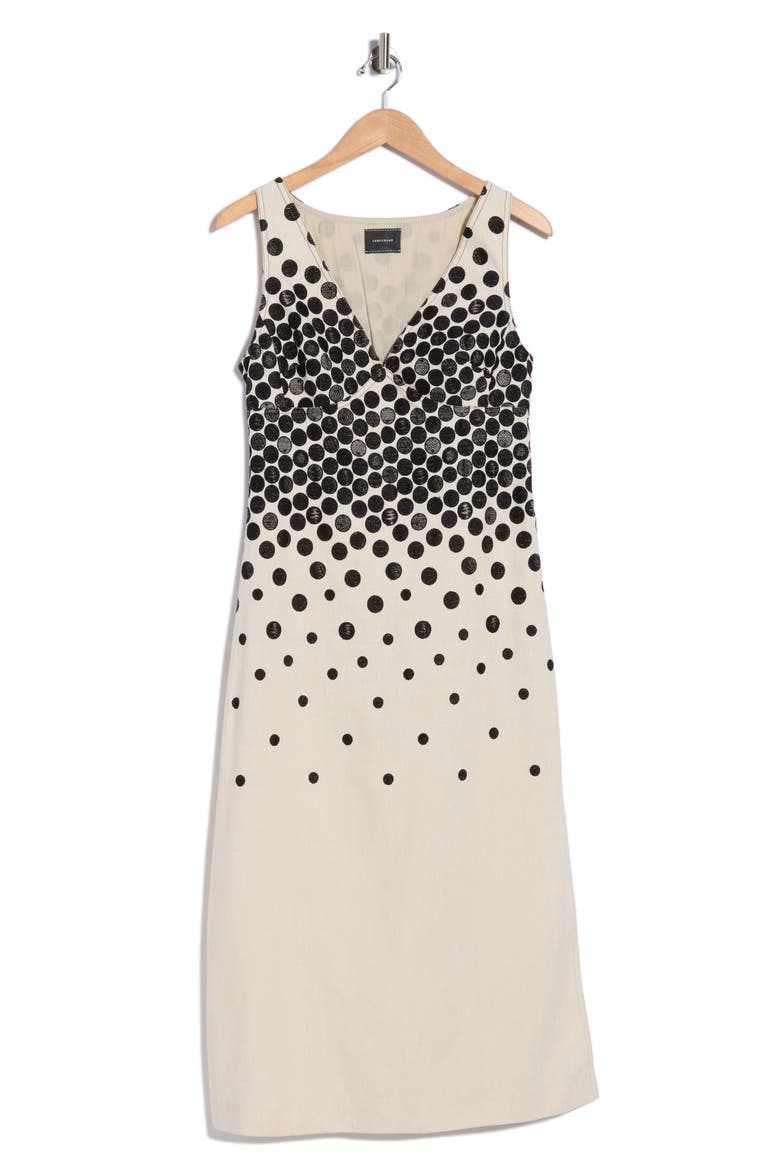 Polka Dot Sleeveless Dress, Alternate, color, BLACK/ BEIGE