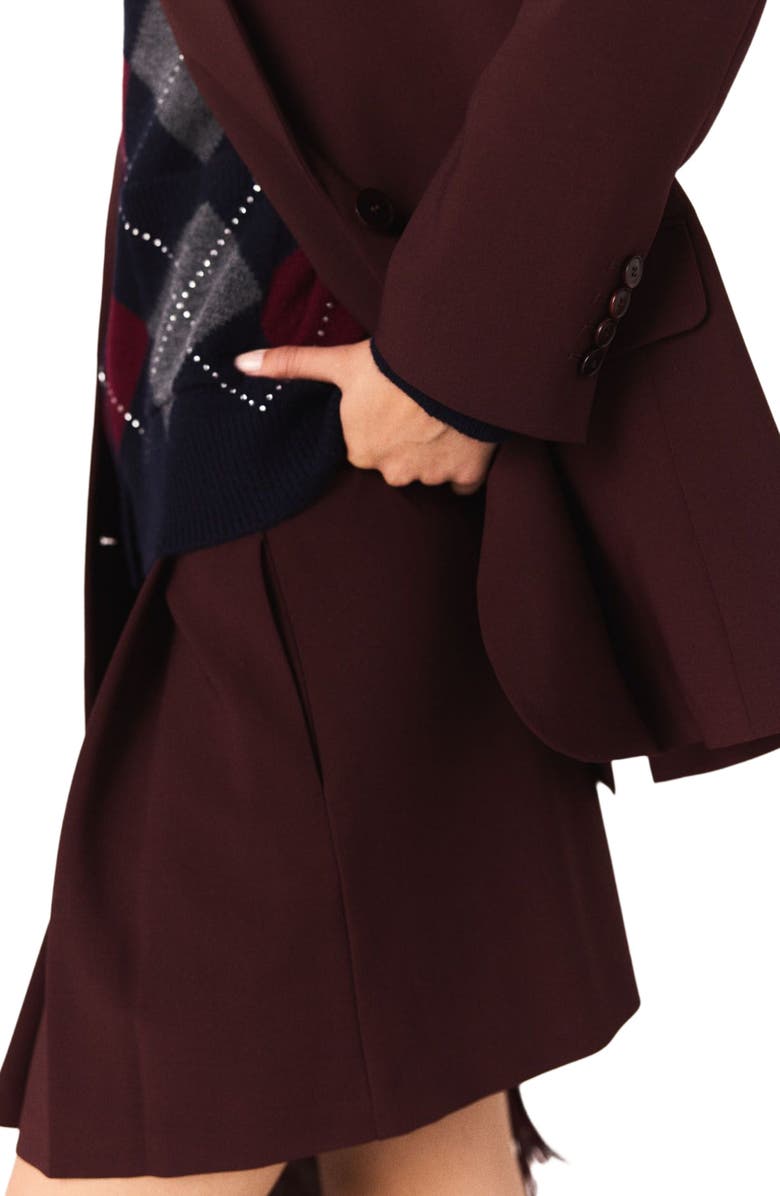 maje Belted suit jacket, Alternate, color, Burgundy