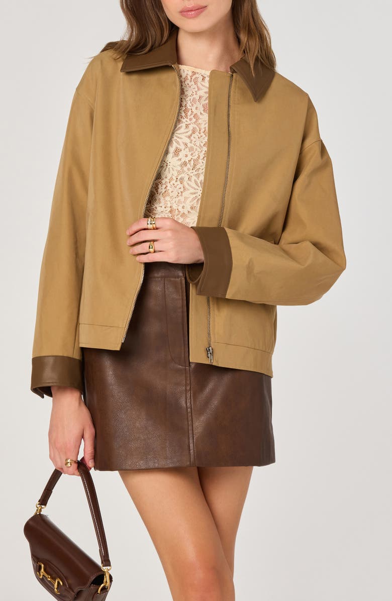ASTR the Label Contrast Collar Jacket, Main, color, Camel