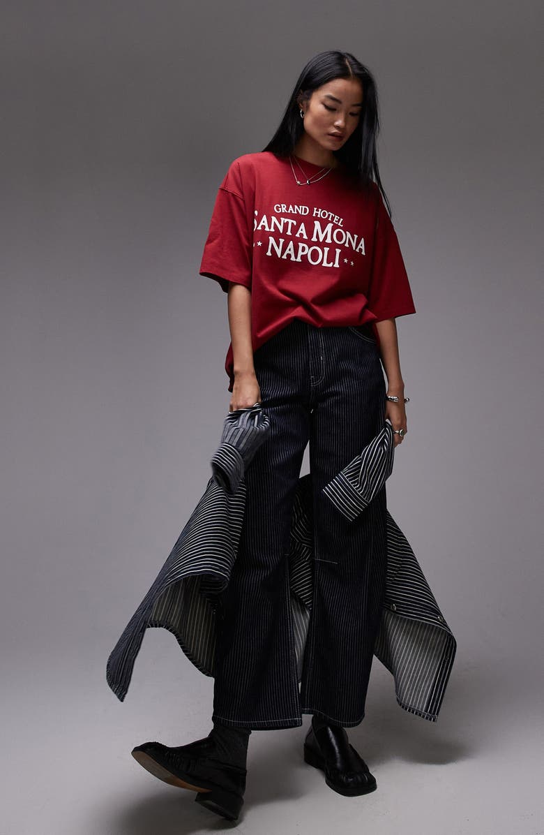 Topshop Santa Mona Napoli Oversize Graphic T-Shirt, Alternate, color, 