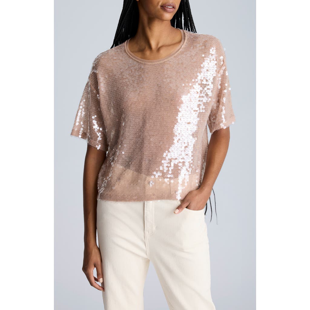 Kenneth Cole Oversized Sequin Drop Shoulder T-shirt In Dark Honey