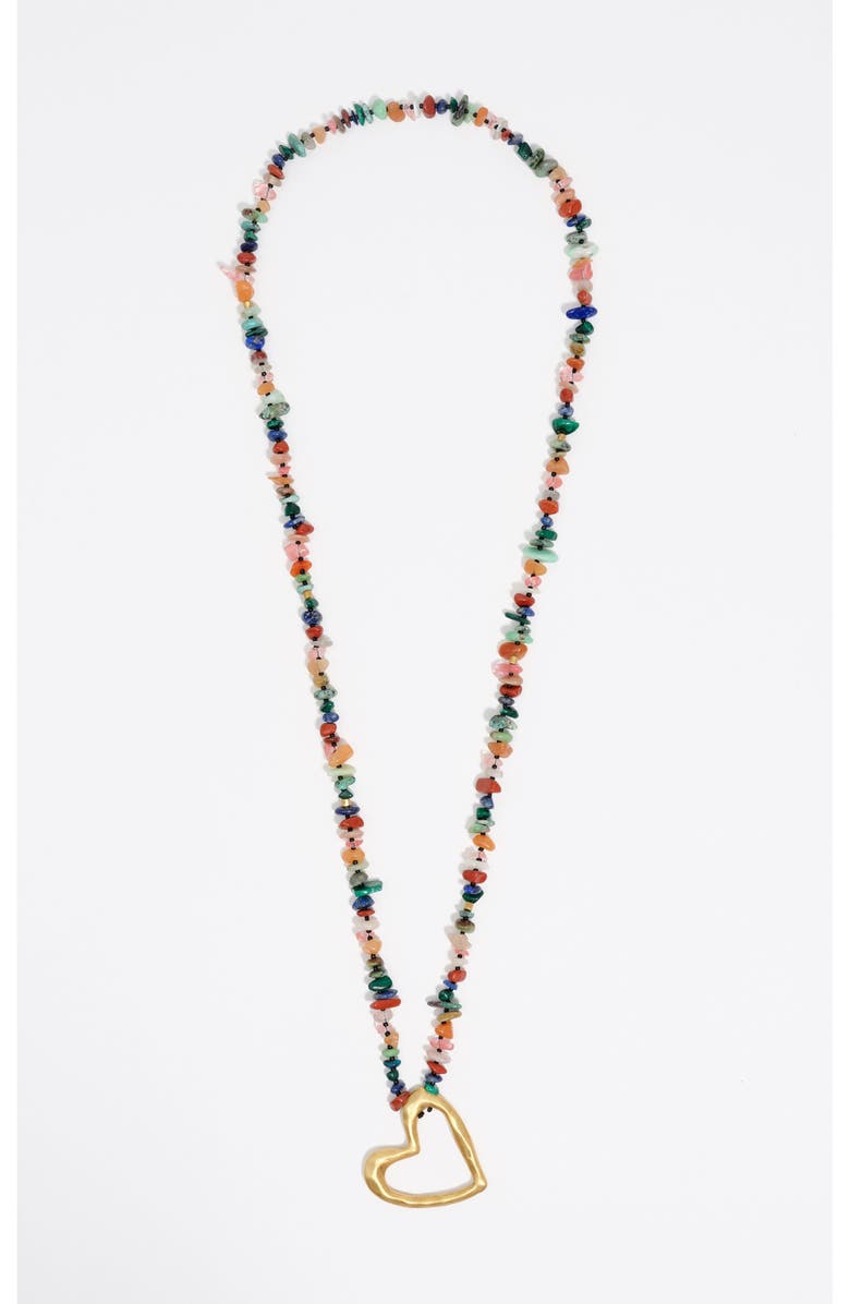 Bimba y Lola Heart Stones Necklace, Main, color, Blue