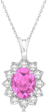 ALLUREZ Lab Pink Sapphire & Lab Diamond Accented Pendant Necklace 14k