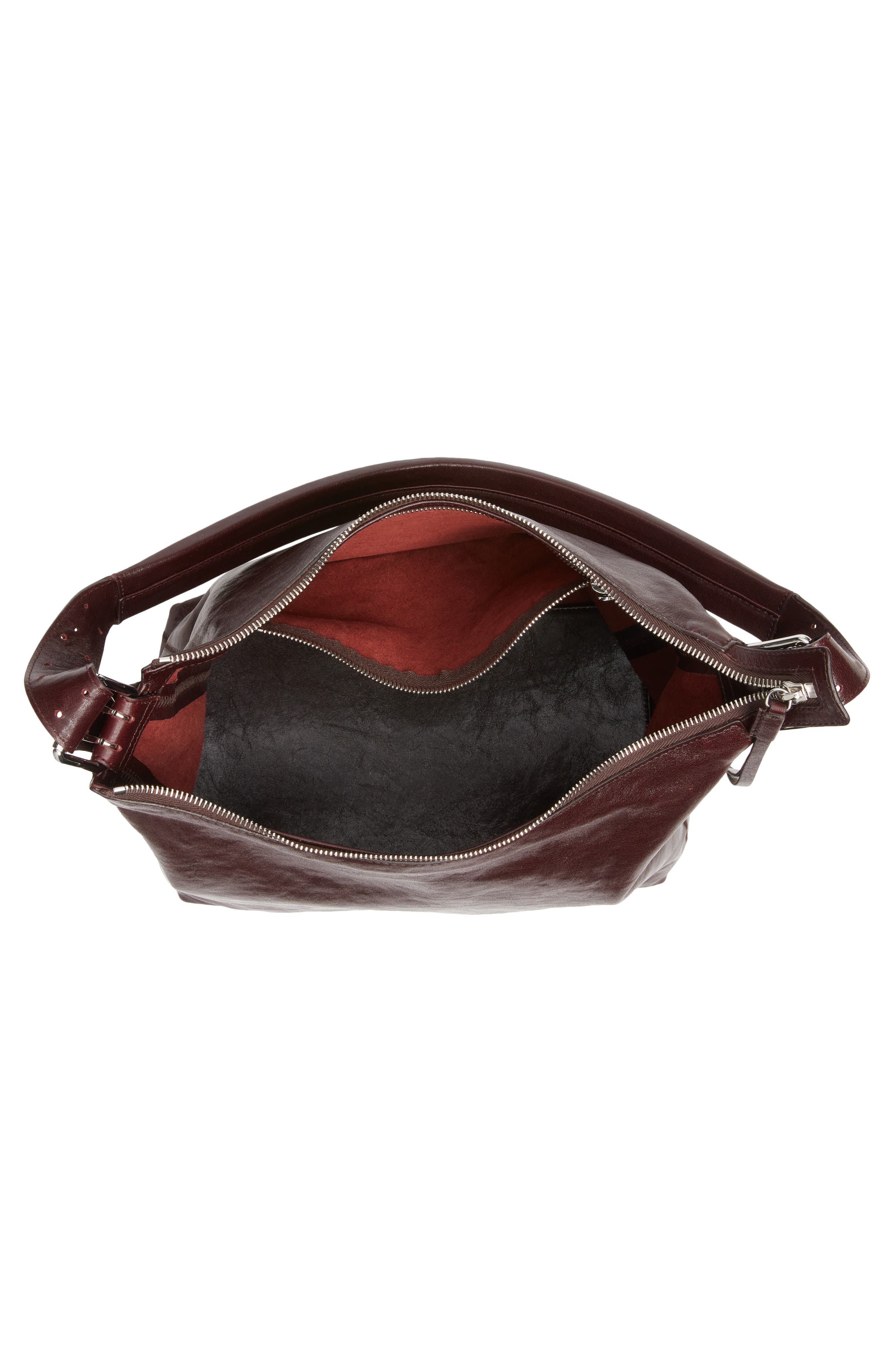Lemaire Small Belted Leather Hobo Bag, Alternate, color, Chianti