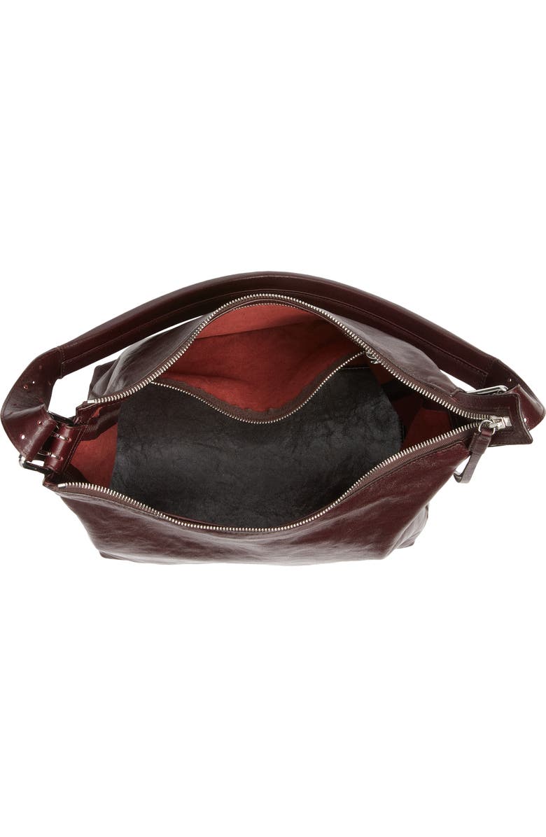 Lemaire Small Belted Leather Hobo Bag, Alternate, color, Chianti