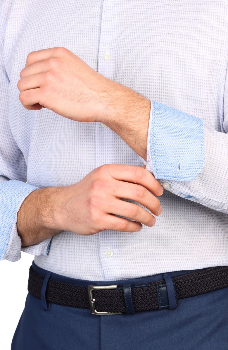 TailorByrd Trim Fit Dobby Non-Iron Stretch Dress Shirt, Alternate, color, Sky Blue