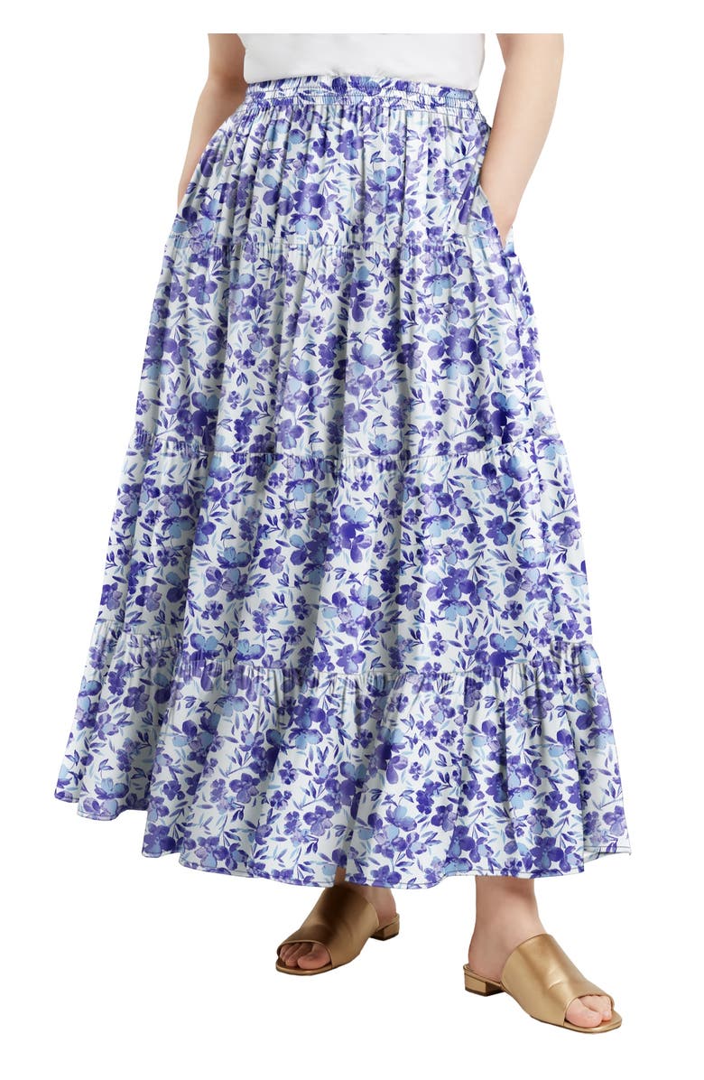 June + Vie Tiered Midi Skirt, Main, color, 