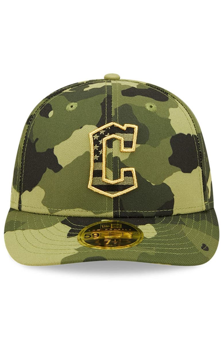 New Era Men's New Era Camo Cleveland Guardians 2022 Armed Forces Day On-Field Low Profile 59FIFTY, Alternate, color,