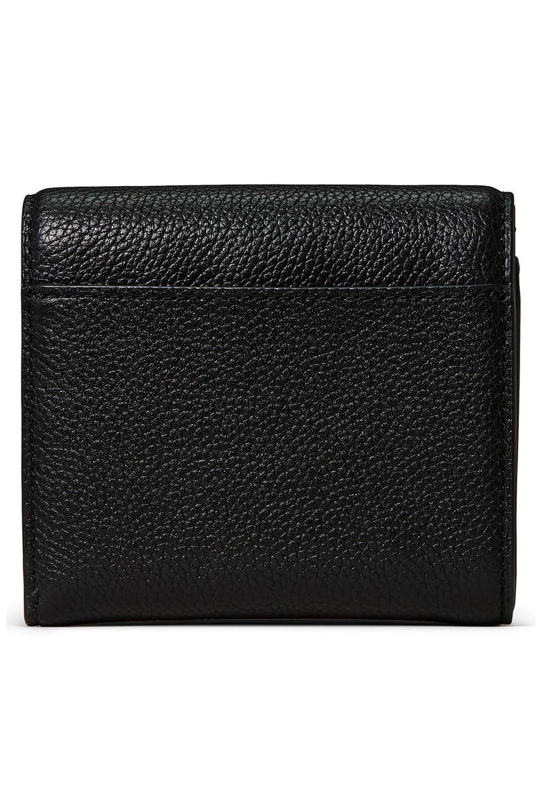 deco small pebbled leather flat wallet, Alternate, color, BLACK