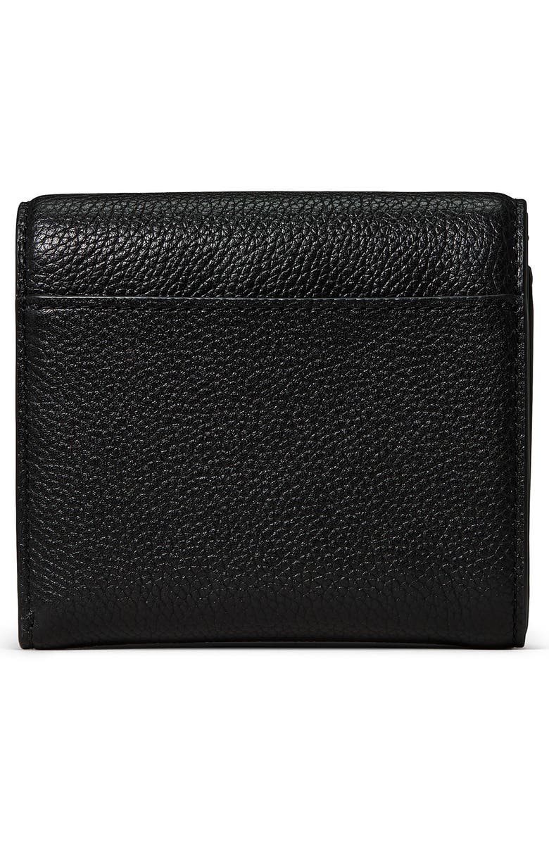 Kate Spade New York deco small pebbled leather flat wallet, Alternate, color, Black