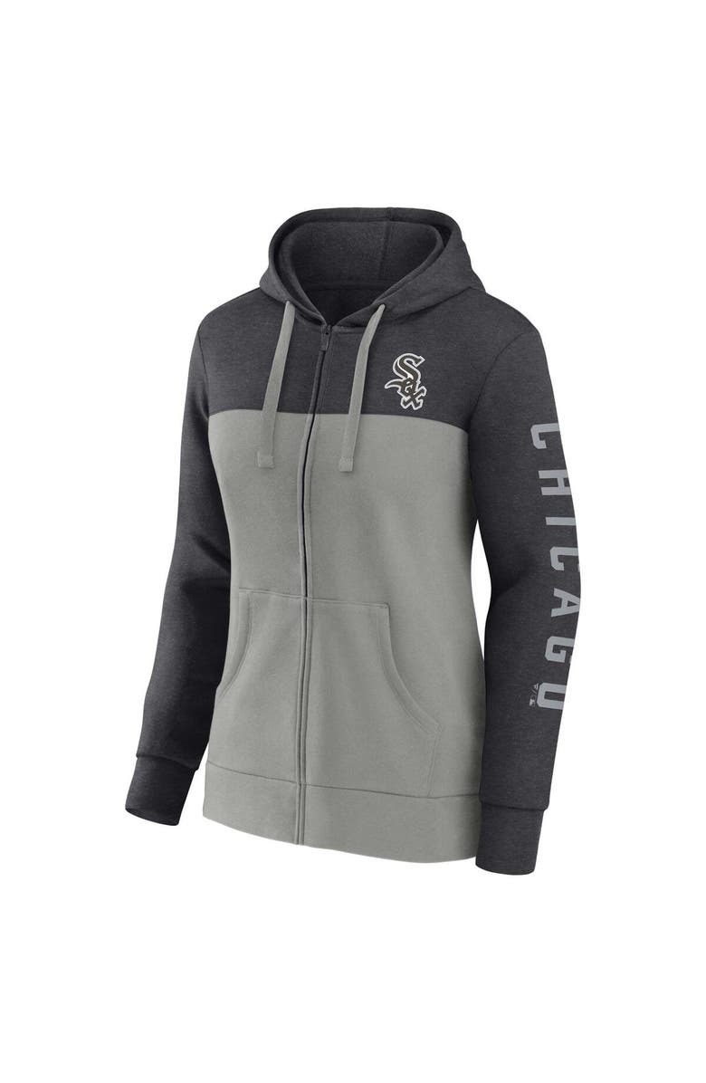 FANATICS Women's Fanatics Branded Heather Charcoal/Gray Chicago White Sox City Ties Hoodie Full-Zip Sweatshirt, Alternate, color, Heather Charcoal