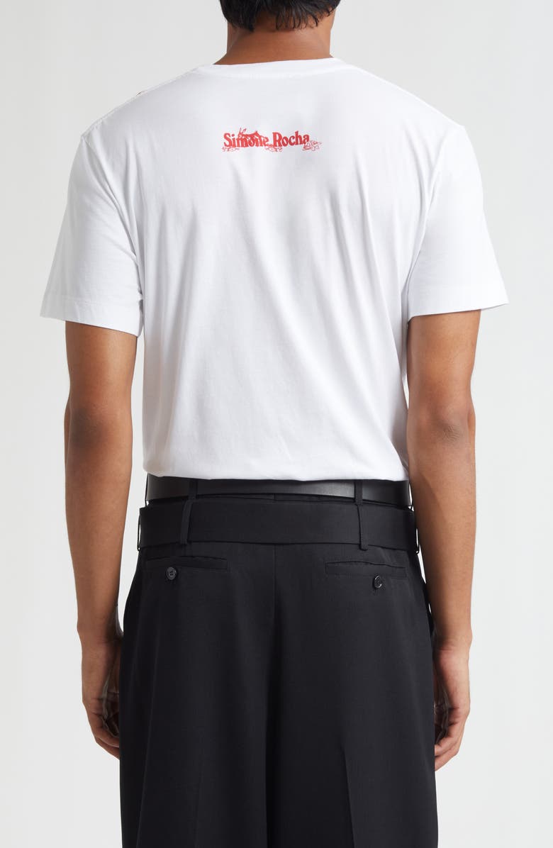 Simone Rocha Hare Illustration Graphic T-Shirt, Alternate, color, White/ Red