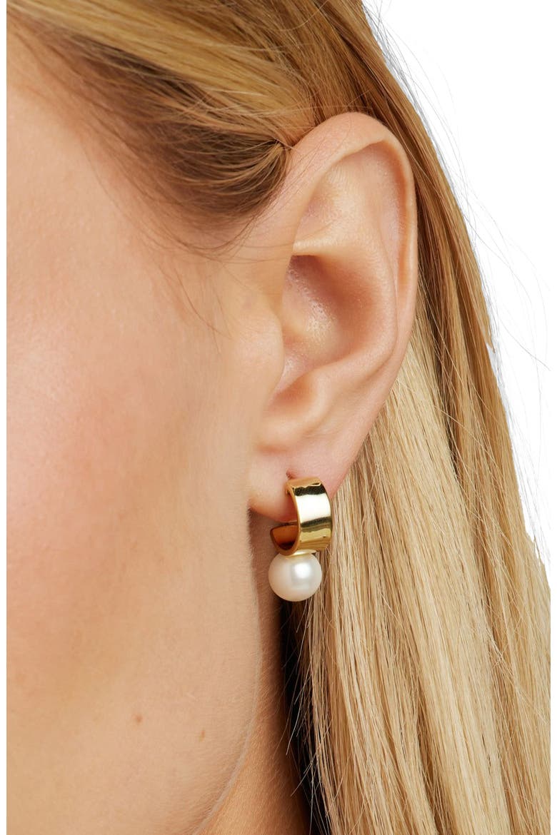 Leah Pearl Hoops, Alternate, color, Gold