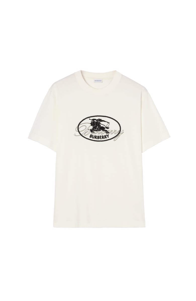 Burberry Knight Stamp Cotton T-shirt, Alternate, color, Chalk White
