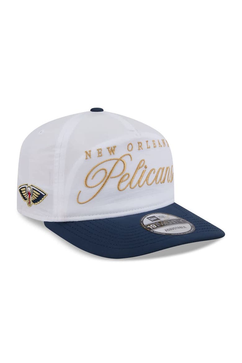 Men's New Era White/Navy New Orleans Pelicans 2025 NBA Draft On-Stage Nylon 19TWENTY Adjustable Hat, Main, color, White