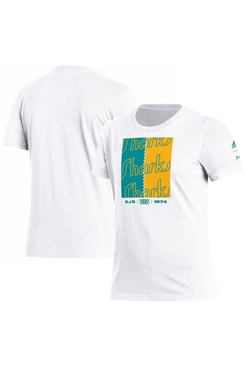 Women's adidas White San Jose Sharks Reverse Retro 2.0 Playmaker T-Shirt, Main, color, White