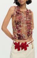 Desigual Cinched Tie Sleeveless Crop T-Shirt