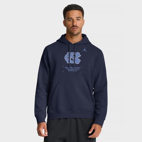Men's Jordan Brand Navy North Carolina Tar Heels Basketball Two-Hit Club Fleece Pullover Hoodie