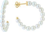 EFFY 14K Yellow Gold Freshwater Pearl Hoop Earrings