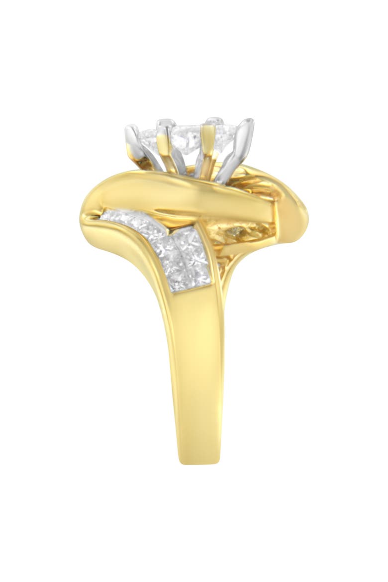 14K Gold 1 1/4 Cttw Multi Shaped Diamond Marquise Shaped Ring, Alternate, color, Yellow Gold
