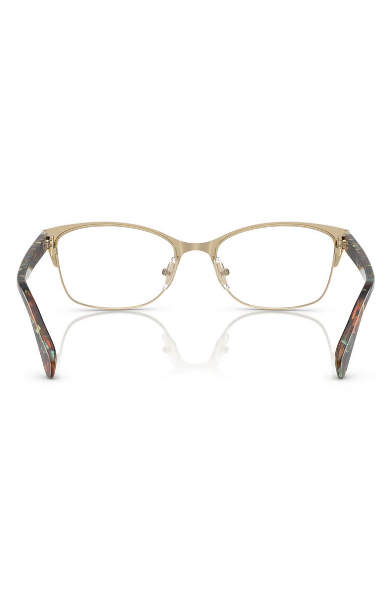 COACH 53mm Rectangular Optical Glasses, Alternate, color, Light Gold / Brown / Demo Lens