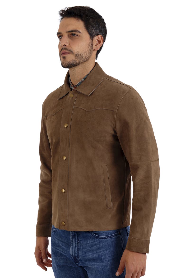 Suede Long Sleeve Shacket, Alternate, color, MIDDLE BROWN