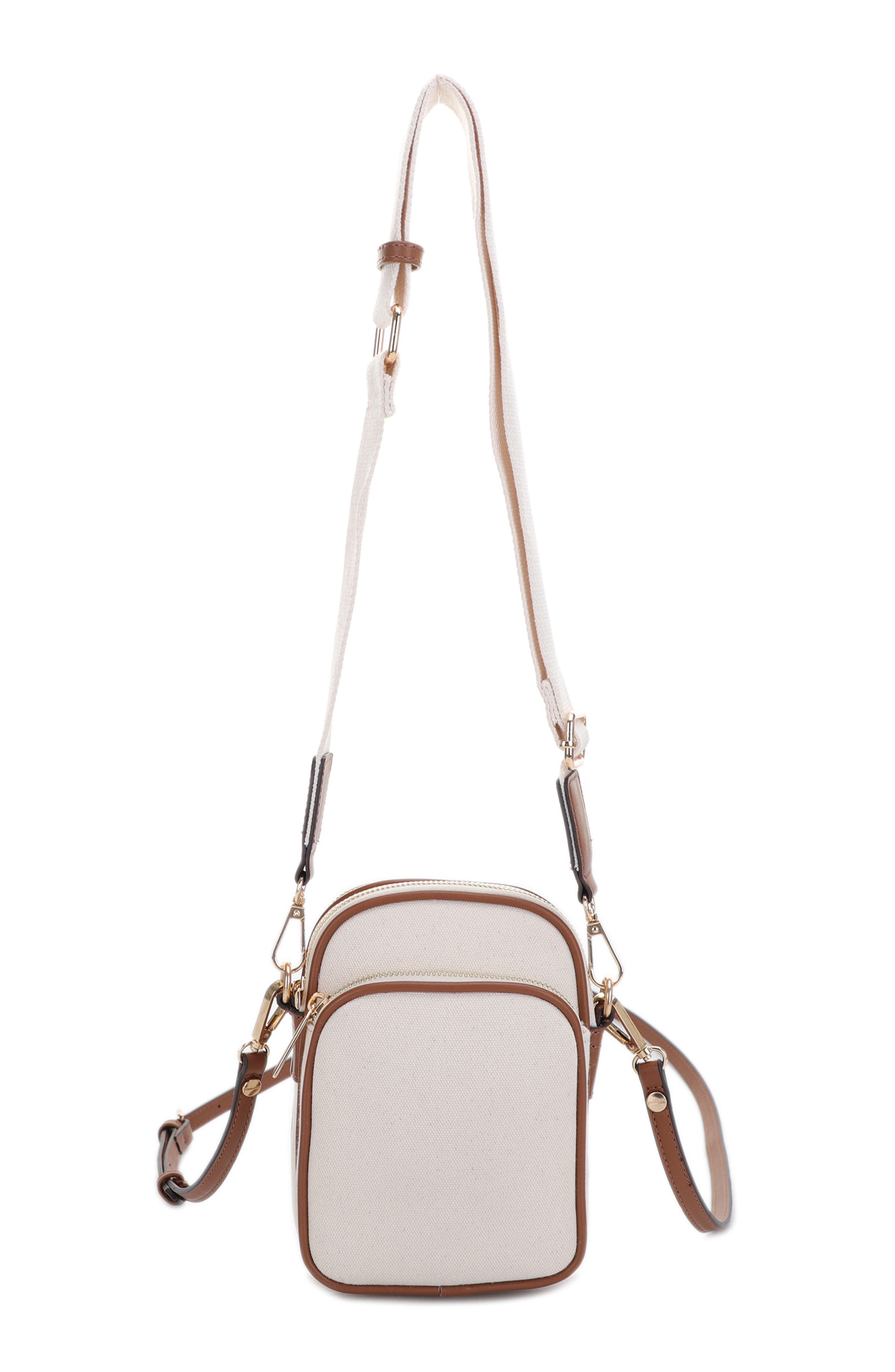 Mali + Lili Josephine Canvas & Vegan Leather Crossbody Bag in Beige/Cognac 