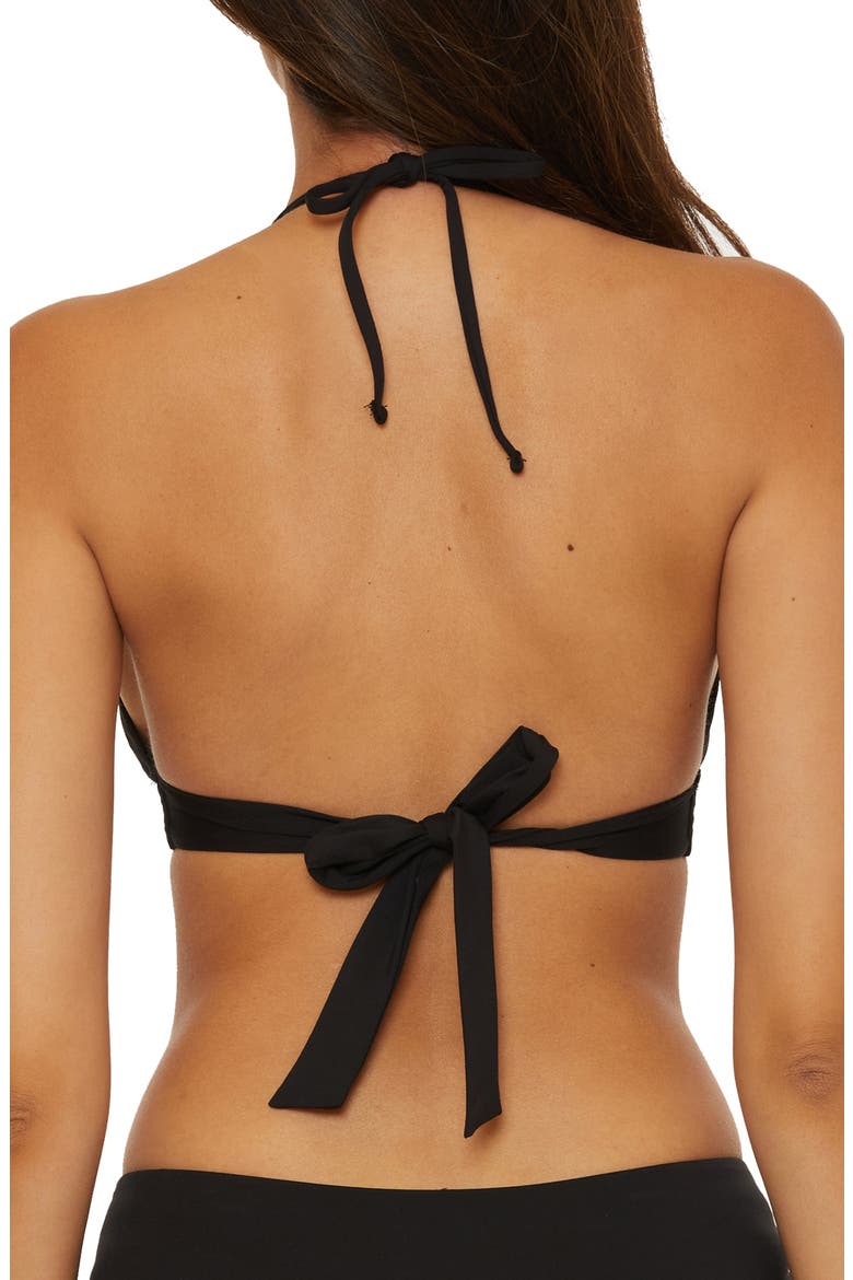 Marble Canyon Ring Halter Bikini Top, Alternate, color, BLACK