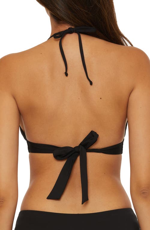 Becca Marble Canyon Ring Halter Bikini Top In Black