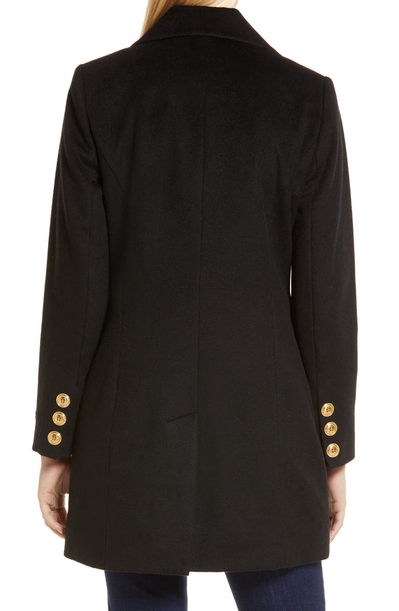 Sam Edelman Double Breasted Wool Blend Military Coat, Alternate, color,
